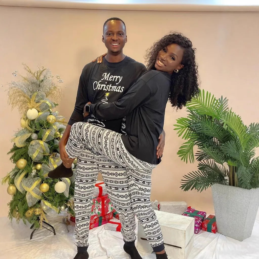 Christmas Pajama for the Whole Family 2025 Xmas Vintage Print Parent-child Sleepwear Father Mother Kids Baby Look Loungewear