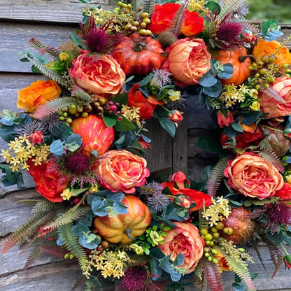 Autumn Round Wreath Decorative Artificial Fall Wreath Festival Theme for Harvest Festival Decor