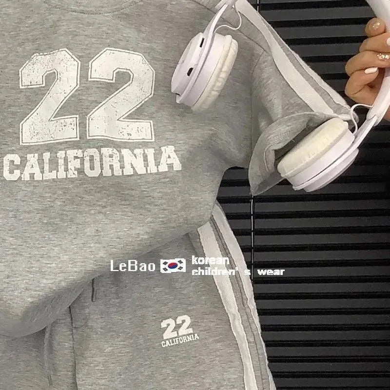 2025 Summer Korean Kids Boys 2PCS Clothes Set Short Sleeve Letter T-shirts Sports Shorts Suit Toddler Baby Bous Outfits