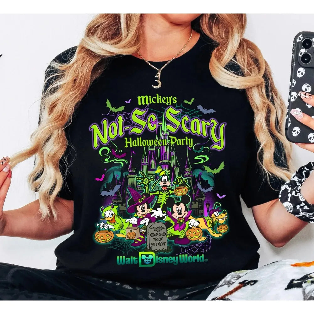 Disney Halloween 2025 Mickey Mouse Men Women Summer T-shirt Family Parent-Child Clothing Casual Unisex Oversized Short Sleeve