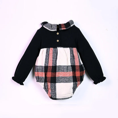 Ali-Plus family clothes set black cotton Mousse cashme plaid girl dress vest shirt black mock neck top plaid for autumn children