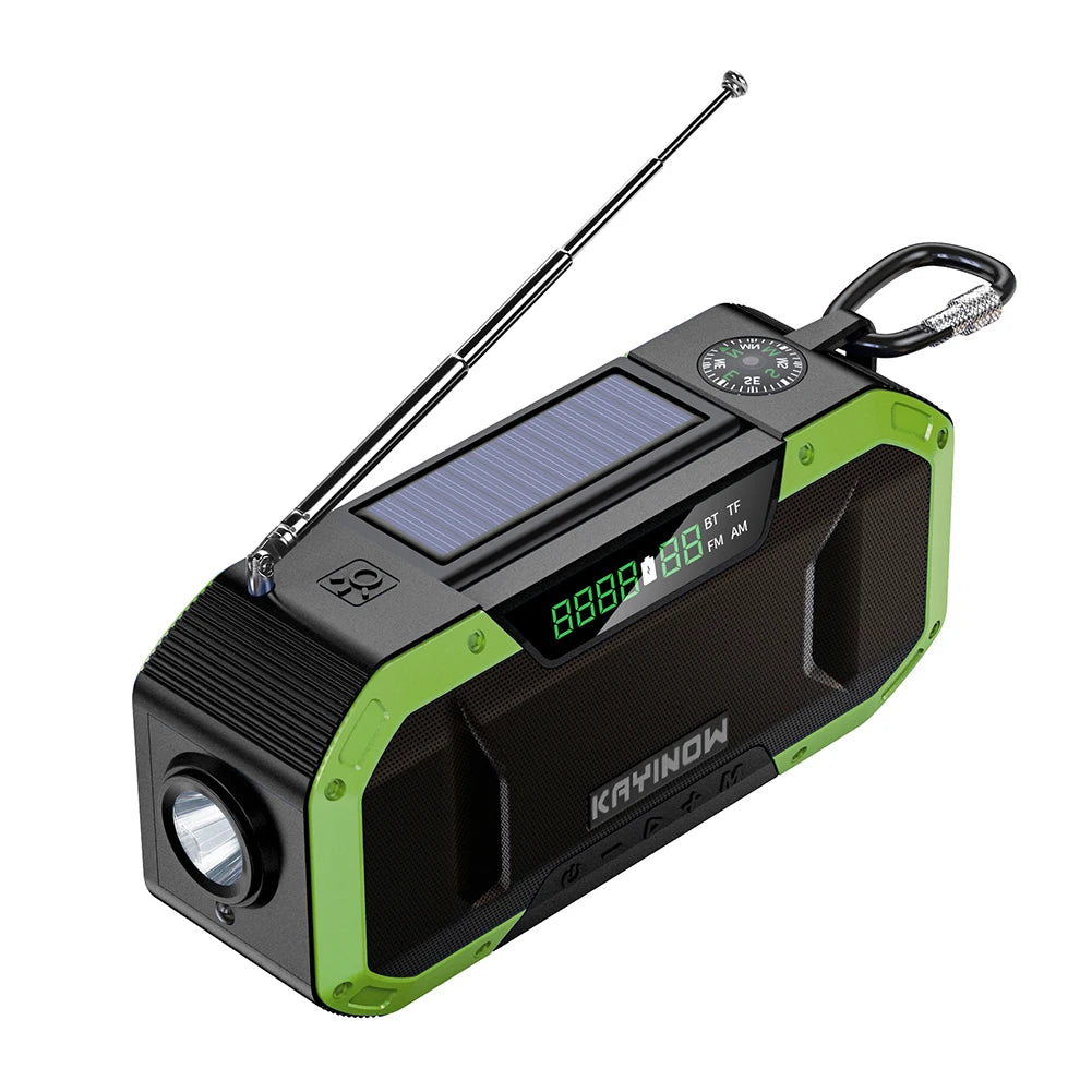Solar Hand Crank Radio Portable AM/FM Weather Radio with LED Flashlight SOS Alarm Emergency Power Supply/Bank