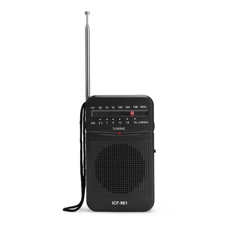 ICF-961 Portable Pocket  Radios AM FM 3.5mm AUX Mini Walkman 2 x AA Battery Outdoor Stereo Radio for Walking Hiking Camping