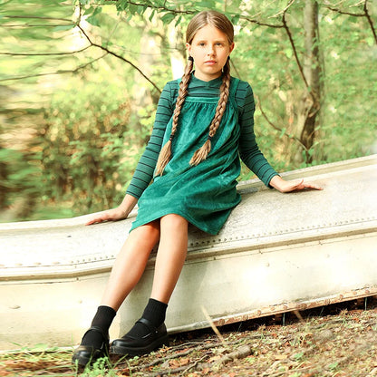 AA-Velour and striped layered set kids clothes sibling matching girl dress boys top baby romper v neck children family matching