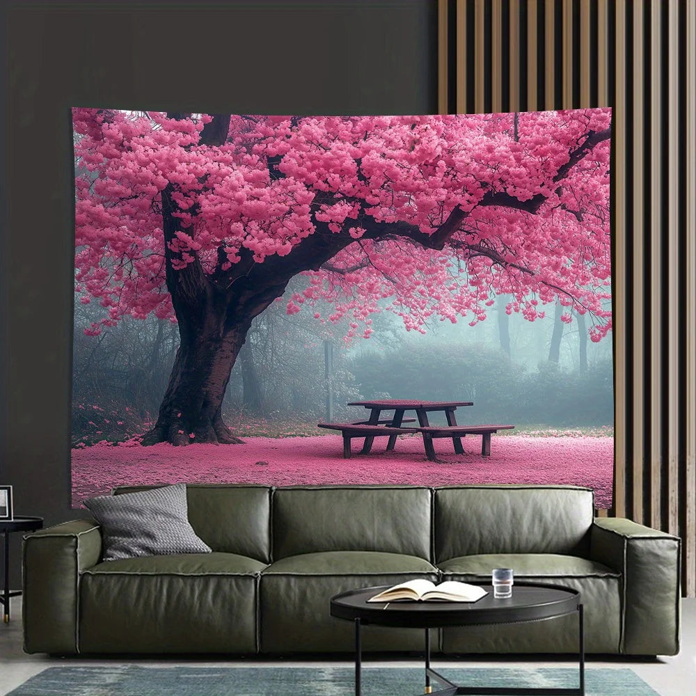 Cherry Blossom 3D Visual Effects Tapestry Perfect Living Room Bedroom Office Decor Ideal Creative Gift Background Cloth