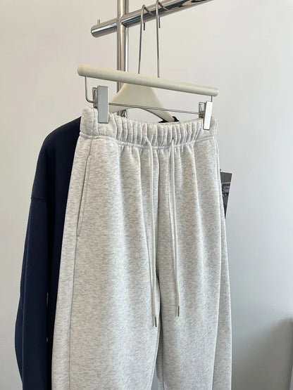 High Waist Thickened Lamb Velvet Drawstring Sweatpants Women Loose Casual Sports Warm Long Trousers Commute Style Cotton