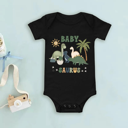 Cartoon Dinosaur Print Family Matching Outfits Tops Boy Birthday Party Family Look T-shirt Dad Mom Bro Sis Tee Shirt Baby Romper