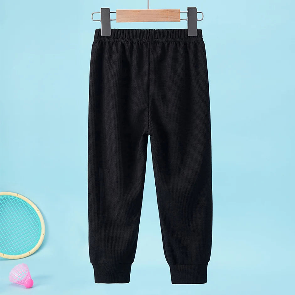 1/3 Pcs Children's Waffle Solid Color Sports Pants Boys Casual Joker Harun Pants Elastic Waist Running Pants Girls Fashion Pants