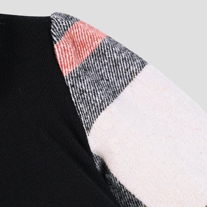 Ali-Plus family clothes set black cotton Mousse cashme plaid girl dress vest shirt black mock neck top plaid for autumn children