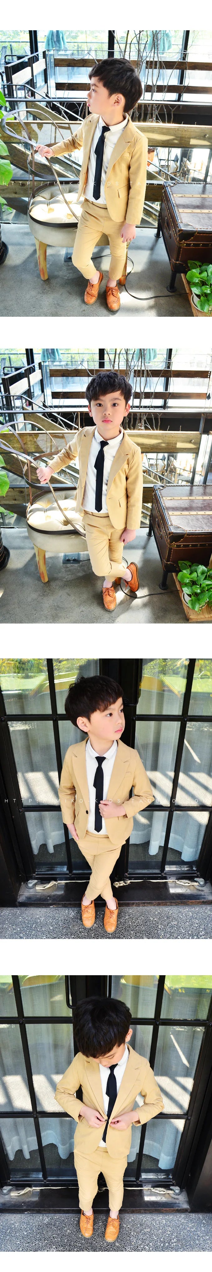 Little Boys Solid Suit Jacket Trousers Kids Formal Dress Spring Tuxedos Clothes Sets Child Cool Blazer Pants Baby Toddler Suits