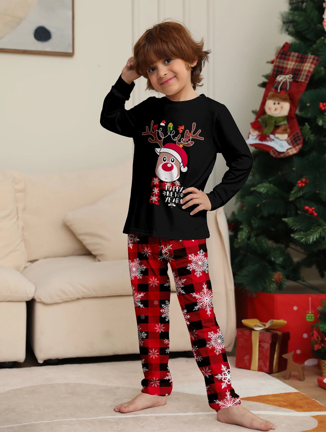 2024 Baby Boys Girls Winter Clothes Mother And Daughter Dad Sleepwear Printed Pajamas Set Family Christmas Matching Outfit