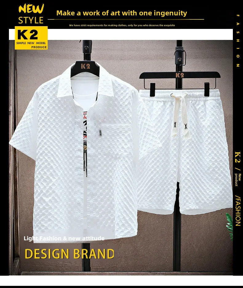 Casualsuit Men's Short Sleeve Sport Suit Vintage Trendy Fashionable Lightweight Summer 2024 New Arrival