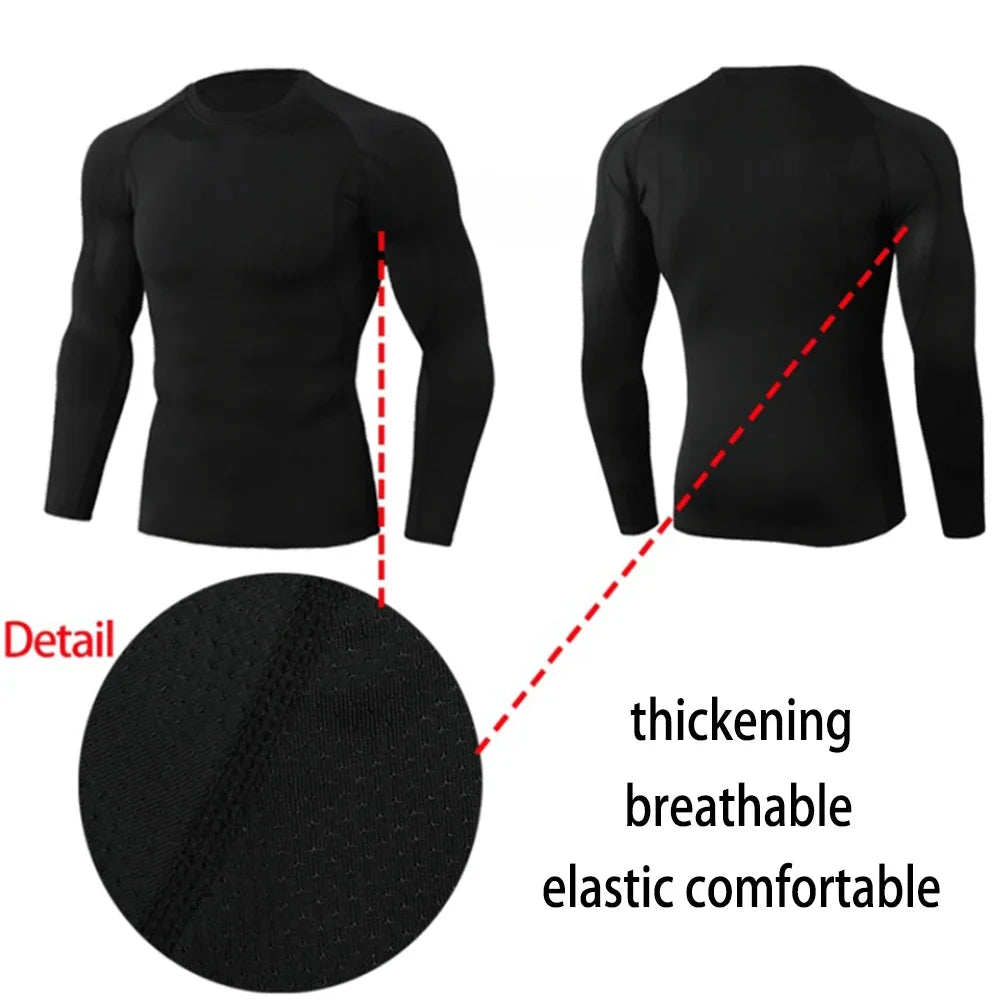 Winter Man Compression Shirt Cycling Clothing Warmth Shirt Warm Bottoming Shirt Men Compression T-Shirt Gym Sportswear 2024 New