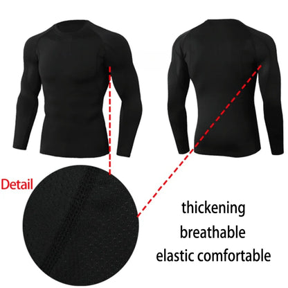 Winter Man Compression Shirt Cycling Clothing Warmth Shirt Warm Bottoming Shirt Men Compression T-Shirt Gym Sportswear 2024 New