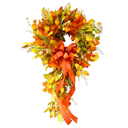 Thanksgiving Farmhouse Wreath Autumn Scene Decor Maple Leaf Artificial Wreath Perfect for Home and Restaurant