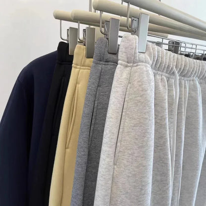 High Waist Thickened Lamb Velvet Drawstring Sweatpants Women Loose Casual Sports Warm Long Trousers Commute Style Cotton