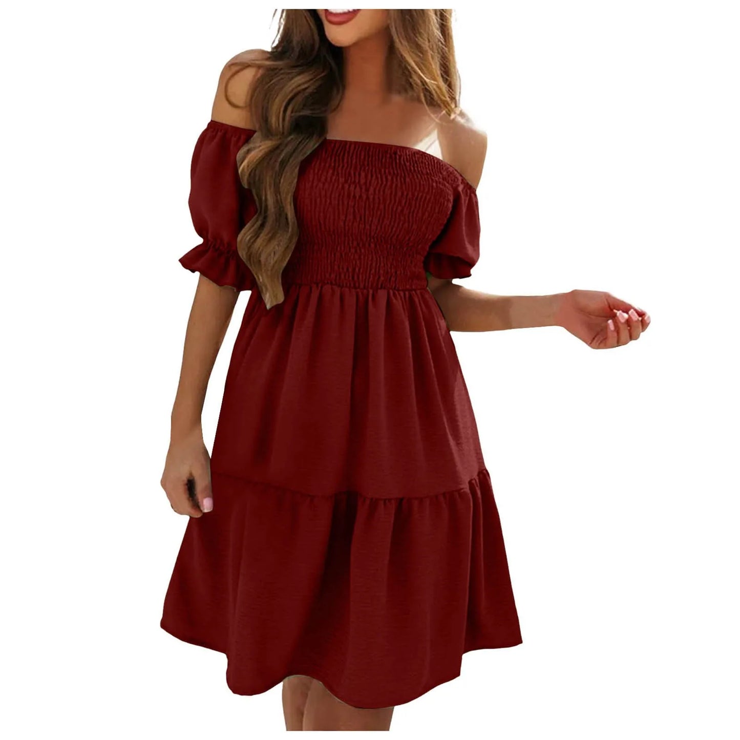 Dresses For Women 2024 Plus Size Summer Dresses For Women 2024 Midi Off Shoulder Puff Sleeve Dress Vestidos Verano Moda 2024