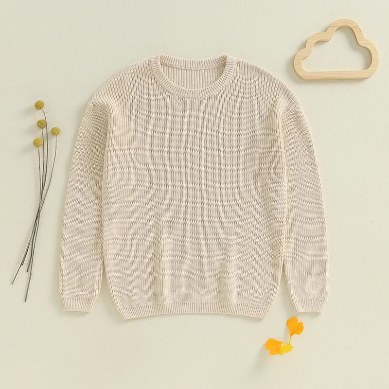 Suefunskry 1PC Mommy and Me Matching Sweaters Solid Color Knitted Long Sleeve Round Neck Warm Pullover Tops for Autumn Winter