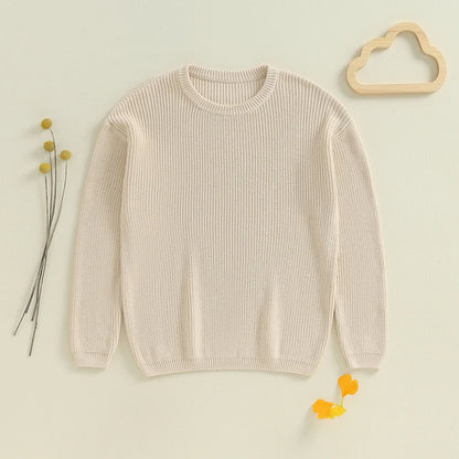 Suefunskry 1PC Mommy and Me Matching Sweaters Solid Color Knitted Long Sleeve Round Neck Warm Pullover Tops for Autumn Winter