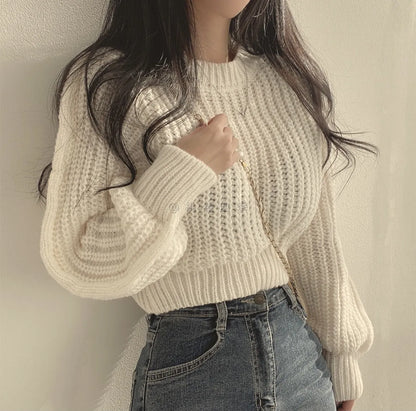 Knitted Sweater Women Pullovers New Long Sleeve O-Neck Black Knit Sweater Pullover Women Tops Sweaters Sueters De Mujer Q718