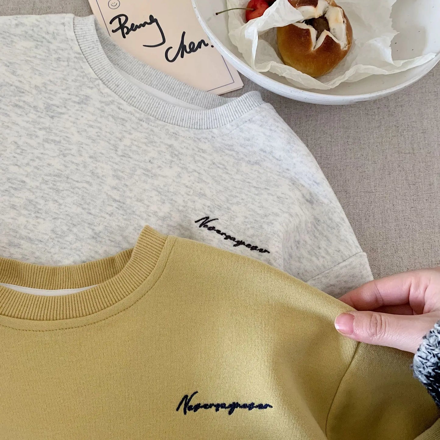 Toddler Boys Autumn Sweatshirt Sets Letter Embroidery Top+Elastic Waist Pant Kids Baby Boys Sets Solid 1-8Y Boys Two-piece Suit