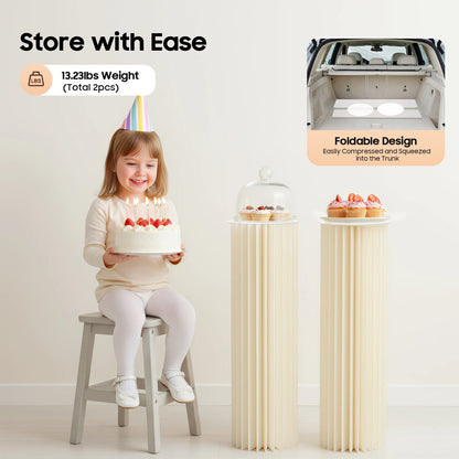 2PCS Cardboard Flower Stands Holder Cylinder Modern Wedding Decor 110lbs Load Bearing for Bouquet Cake Display Party Anniversary