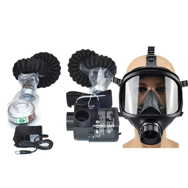 Electric Constant Air Flow Supplied Fed Full/Half Face Gas Mask Breathing System Protective Respirator Device Workplace Safety