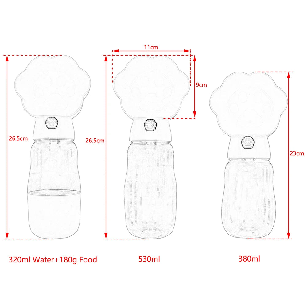 Portable Dog Water Bottle for Small Large Dogs Cats Leakproof Puppy 2 in 1 Water Food Container Chihuahua Bulldog Pet Supplies