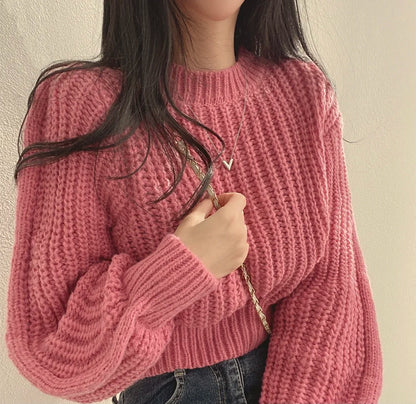 Knitted Sweater Women Pullovers New Long Sleeve O-Neck Black Knit Sweater Pullover Women Tops Sweaters Sueters De Mujer Q718