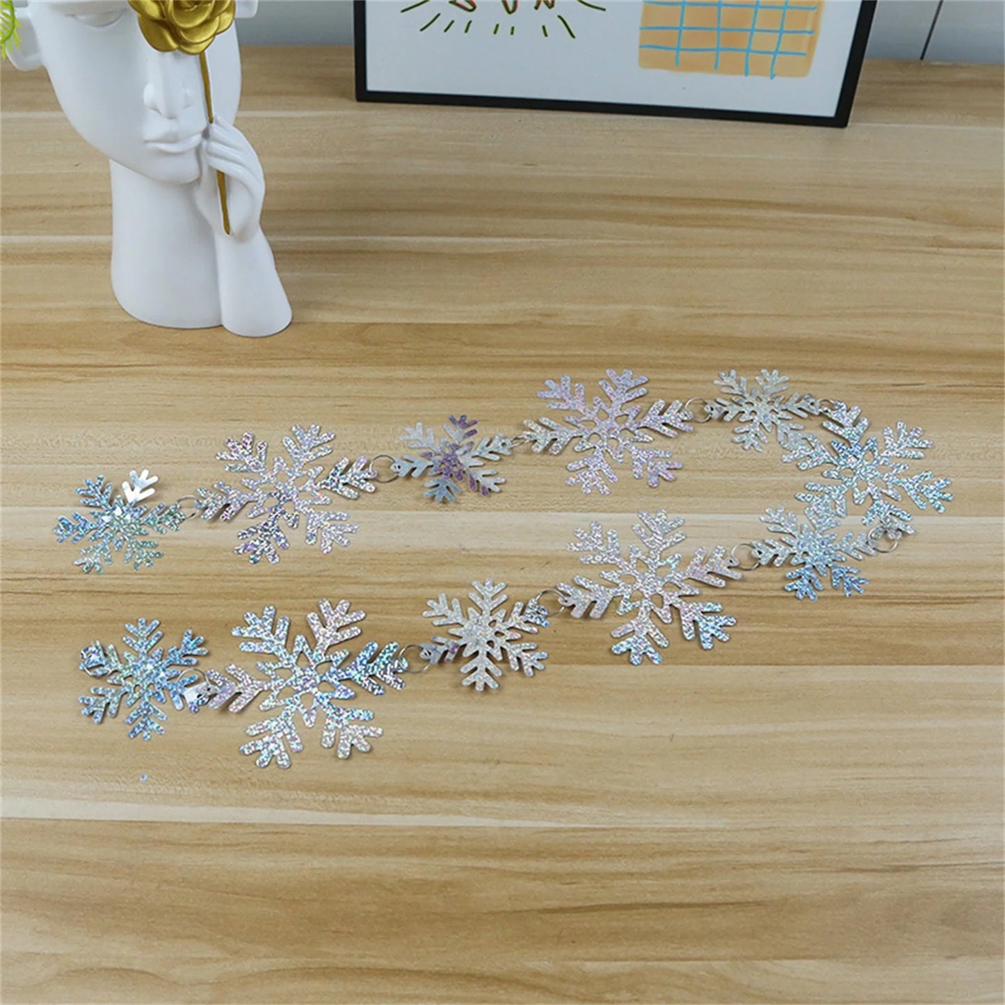 Artificial White Snowflake Banner for Winter Wonderland Party Decorations Christmas Tree Hanging Birthday Party Snowflakes Decor