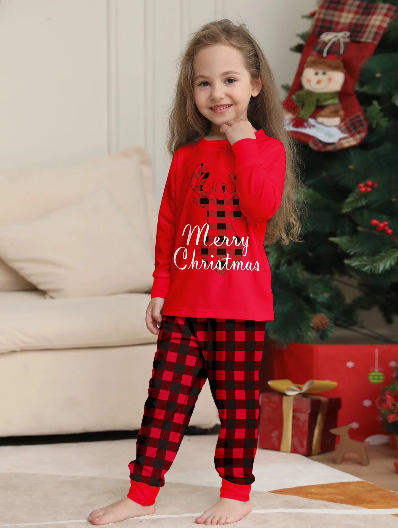 2024 Christmas Family set Dad Mom Kids pajamas set top + pants 2 sets baby crawling suit Pet dog clothes home wear