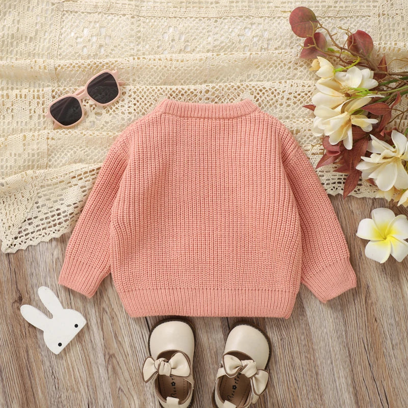 Adorable Infant Easter Jumper with Cute Bunny Design Soft Long Sleeve Crew Neck Knit Pullover for Baby Boy or Girl