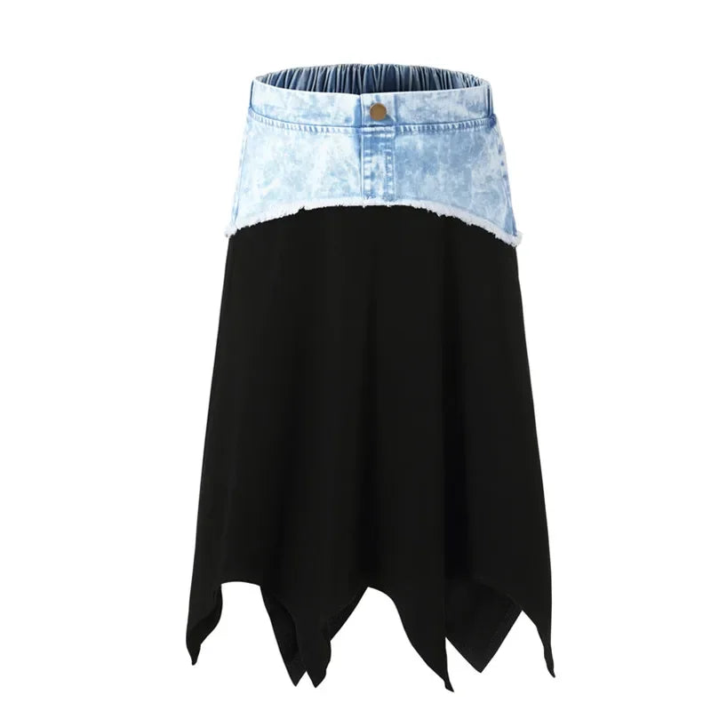 AP washed jeans patch collection children boys girls spring summer denim casual family matching clothing jumper tee skirt