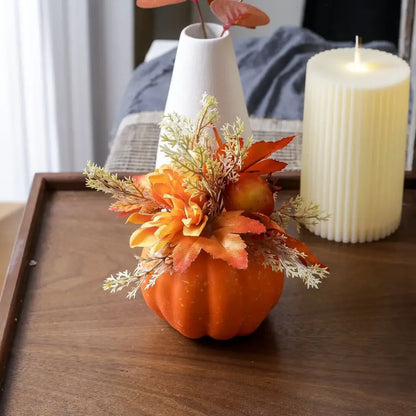 Artificial Pumpkin autumn herbst decoration Chrysanthemum Home Decor Thanksgiving Halloween Table Entryway Sideboard Figurines