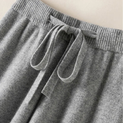 Thick Warm Knitted Casual Chic Basic Soft Elastic High Waist Women's Pants Korean Fashion Straight Ankle-Length Pants For Women
