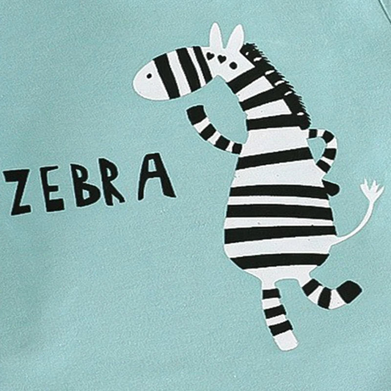 Kid Boy Summer Short Sleeves Tees+Stripe Shorts 2-piece Clothes Set Cartoon Zebra Print Soft Cotton Sports Casual Suit 1-6 Years