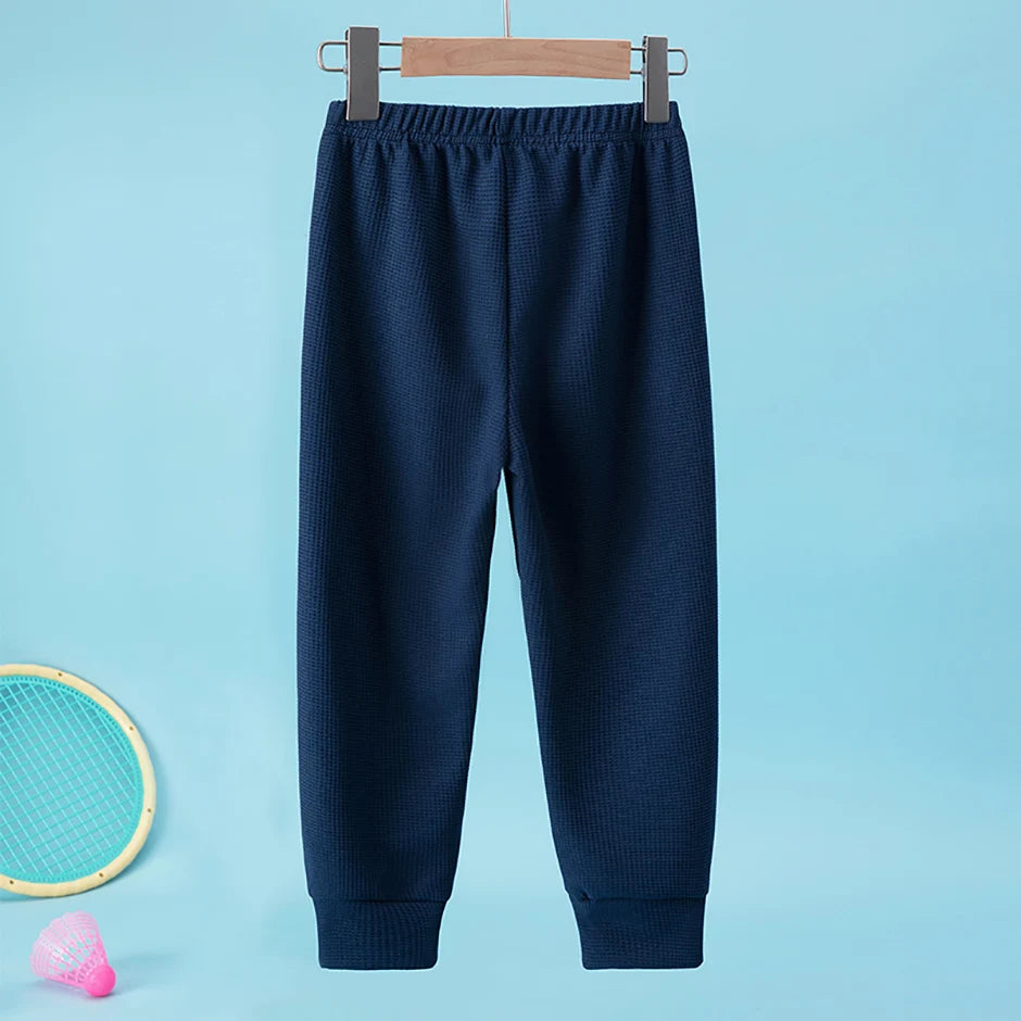 1/3 Pcs Children's Waffle Solid Color Sports Pants Boys Casual Joker Harun Pants Elastic Waist Running Pants Girls Fashion Pants