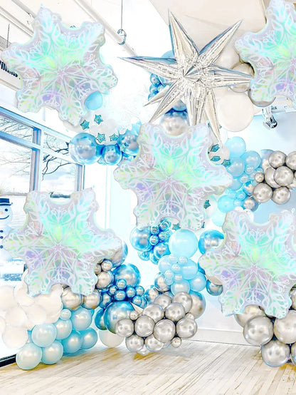 1/3/6pcs transparent snowflake aluminum foil balloons, ice and snow theme party, birthday, Christmas, winter party, New Year