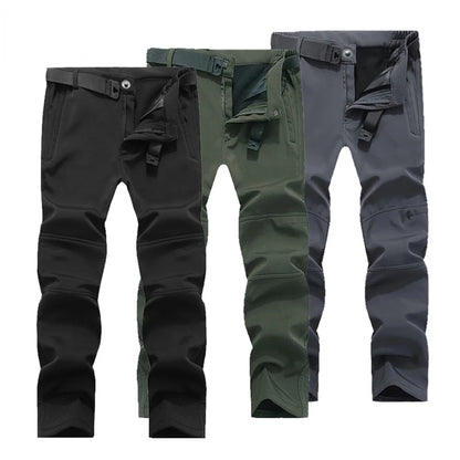 Winter Men Camping Hiking Pants Travel Soft Shell Warm Waterproof Fleece Windproof Outdoor Skiing Trekking Trousers