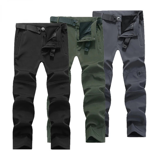 Winter Men Camping Hiking Pants Travel Soft Shell Warm Waterproof Fleece Windproof Outdoor Skiing Trekking Trousers