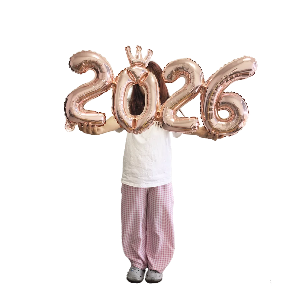 Crown 2026 Number Foil Balloons Happy New Year Eve Party Decoration Photo Booth Props Supplies Christmas Home Decor Navidad 2026