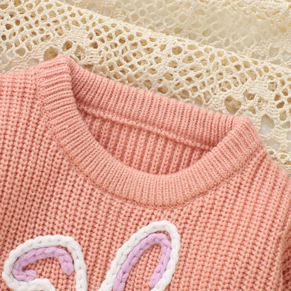 Adorable Infant Easter Jumper with Cute Bunny Design Soft Long Sleeve Crew Neck Knit Pullover for Baby Boy or Girl