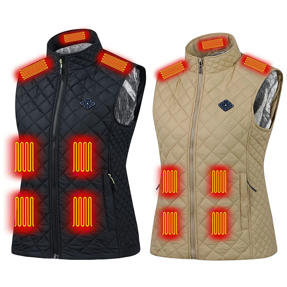 Women 21 Heating Zones Vest Autumn and Winter Electric Heated Jackets USB Heating Vest Outdoor Thermal Winter Warm Jacket M-3XL