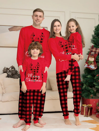 2024 Christmas Family set Dad Mom Kids pajamas set top + pants 2 sets baby crawling suit Pet dog clothes home wear