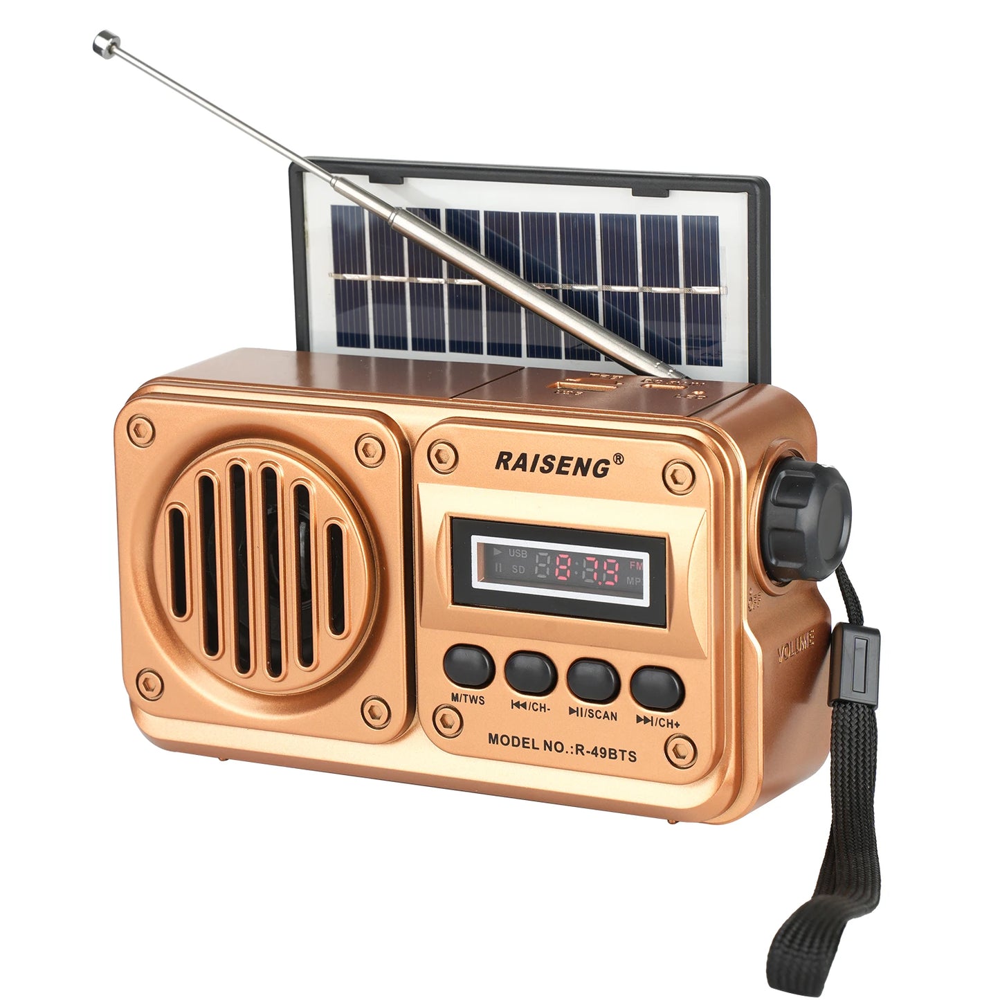 49BTS Wireless Bluetooth speaker MP3 playback FM radio Solar charging emergency radio full band high sensitivity