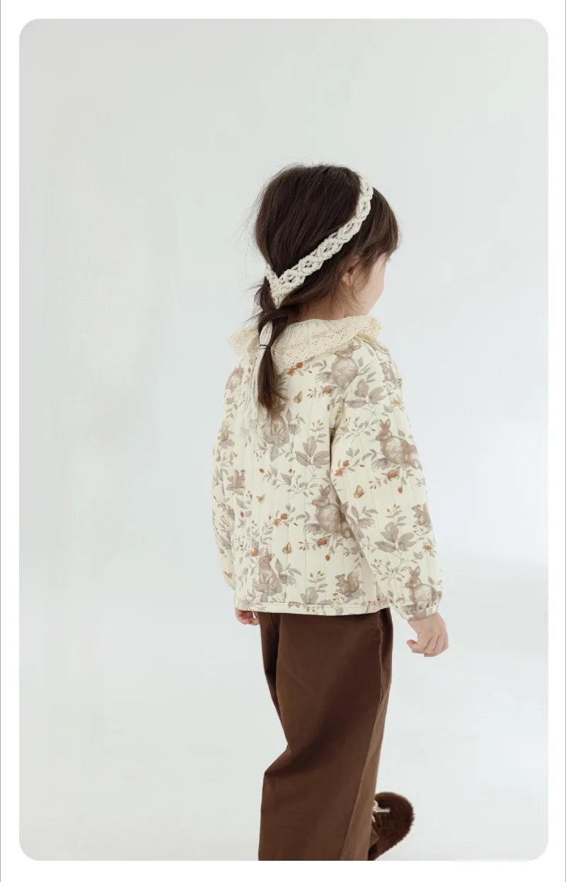 2-6Y Kids Velvet Jacket New Nordic Style Sweet Cotton Coat Babies Autumn Winter Boys Girls Comfortable and Warm Lined jacket