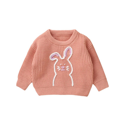 Adorable Infant Easter Jumper with Cute Bunny Design Soft Long Sleeve Crew Neck Knit Pullover for Baby Boy or Girl