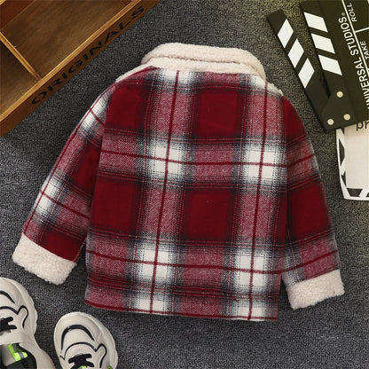 Carboy Coat Kids Toddler Child Baby Boys Girls Shirt Jacket Plaid Long Sleeve Fleece Lapel Button Down H Coats For Boys Fashion