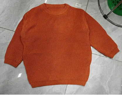 Suefunskry 1PC Mommy and Me Matching Sweaters Solid Color Knitted Long Sleeve Round Neck Warm Pullover Tops for Autumn Winter