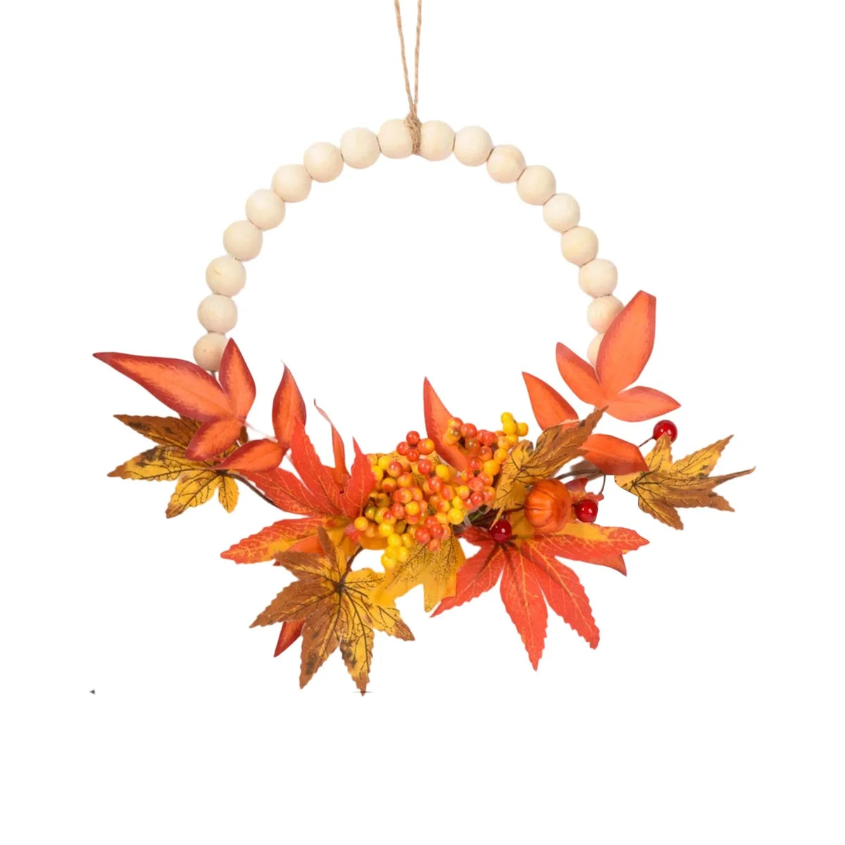 Fall Harvest Wreath with Pinecones and Acorns Autumn Leaves Thanksgiving Door Decoration for Home Wall Decor